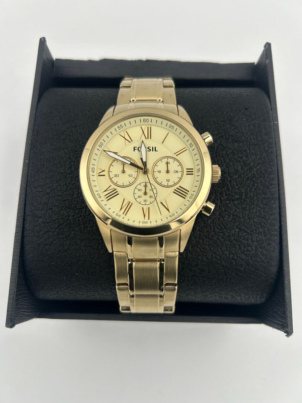 Fossil Flynn Gold Chronograph Mens Watch 42mm Champagne Dial BQ1739 CLEAN // B